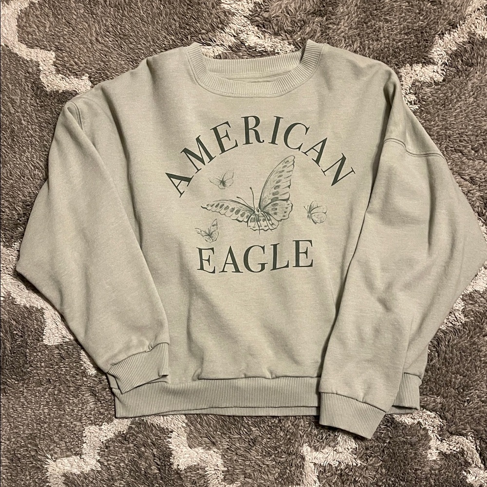 American Eagle Outfitters Men's Light Gray Crewneck Sweater